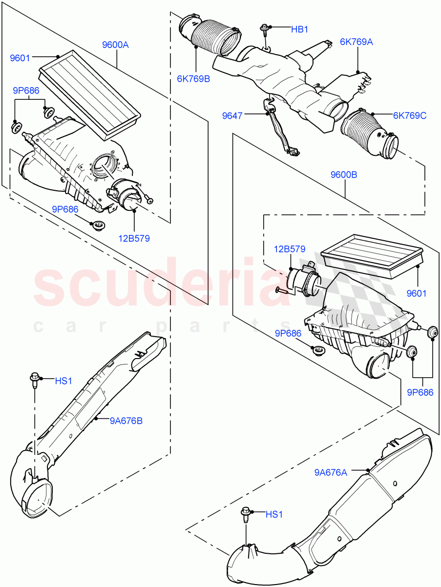 Air Cleaner (Solihull Plant Build) (3.0L DOHC GDI SC V6 PETROL) ((V) FROMHA000001) of Land Rover Land Rover Discovery 5 (2017+) [3.0 DOHC GDI SC V6 Petrol]
