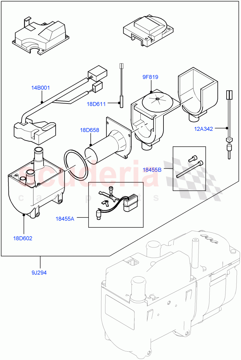 Auxiliary Fuel Fired Pre-Heater(Internal Components)(Fuel Heater W/Pk Heat With Remote) of Land Rover Land Rover Range Rover Velar (2017+) [5.0 OHC SGDI SC V8 Petrol]