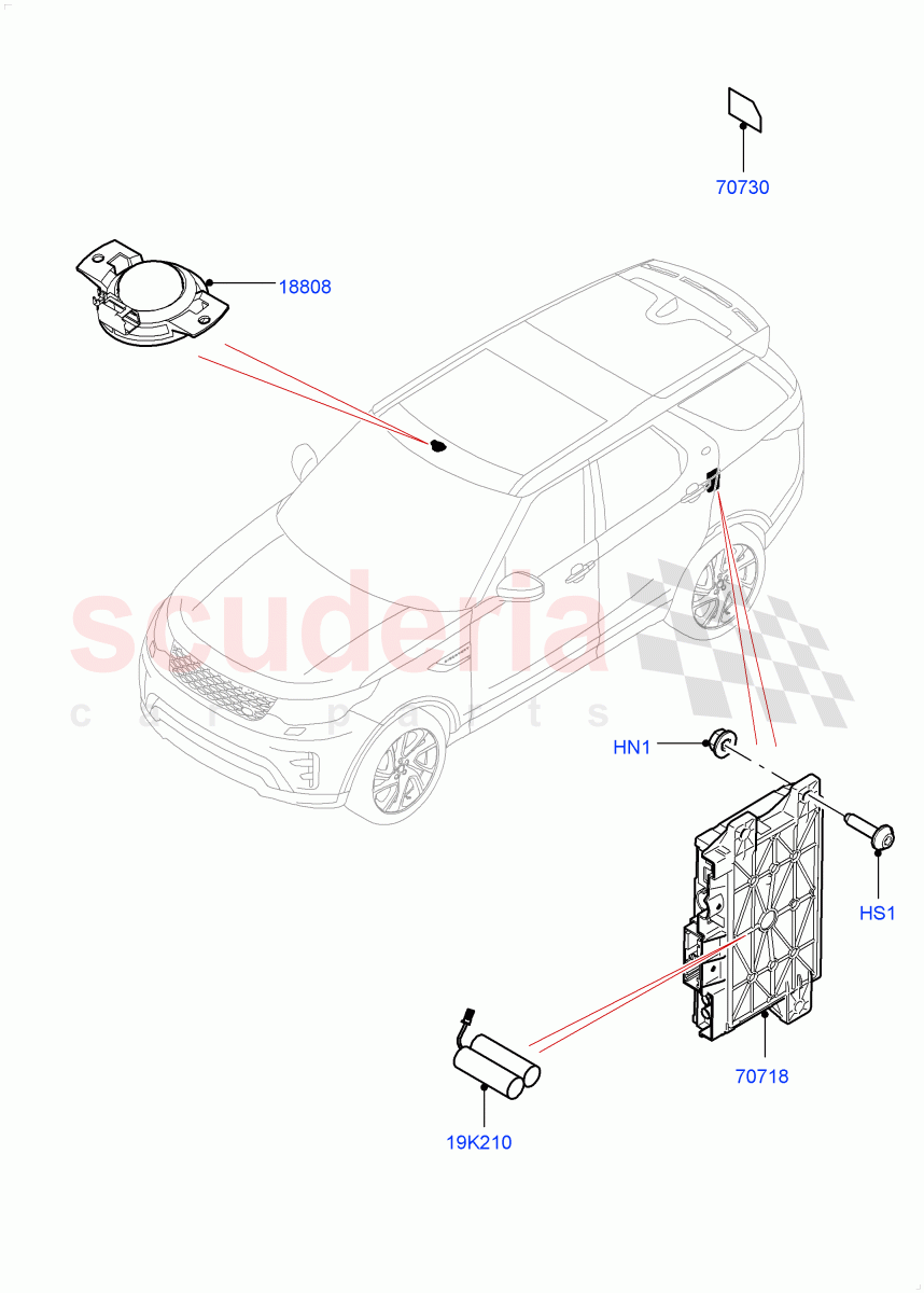 Telematics (Solihull Plant Build, Telematics Control Unit) (TCU Module - Russia, TCU Module - China, TCU Module - ROW, TCU Module - NAS) ((V) FROMHA000001) of Land Rover Land Rover Discovery 5 (2017+) [2.0 Turbo Petrol AJ200P]