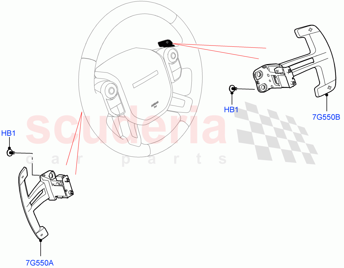 Gear Change-Automatic Transmission(Steering Wheel, Nitra Plant Build)(8 Speed Auto Trans ZF 8HP76)((V)FROMM2000001) of Land Rover Land Rover Discovery 5 (2017+) [3.0 DOHC GDI SC V6 Petrol]