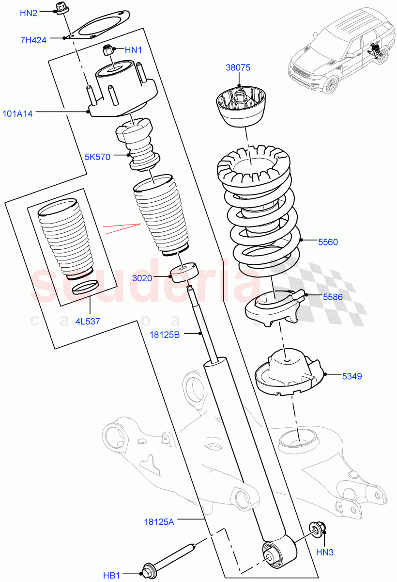 Rear Springs And Shock Absorbers(With Standard Duty Coil Spring Susp)((V)FROMHA000001) of Land Rover Land Rover Range Rover Sport (2014+) [3.0 I6 Turbo Petrol AJ20P6]