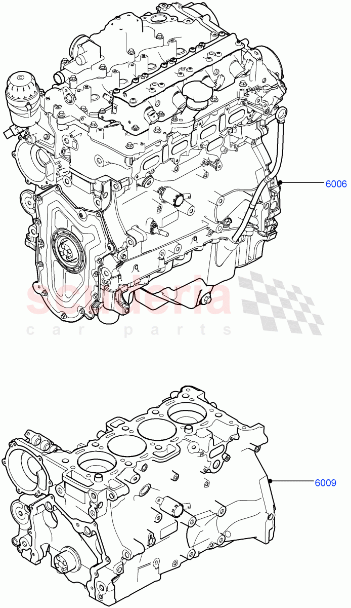 Service Engine And Short Block(Nitra Plant Build)(2.0L I4 High DOHC AJ200 Petrol,2.0L AJ200P Hi PHEV)((V)FROMK2000001) of Land Rover Land Rover Discovery 5 (2017+) [2.0 Turbo Petrol AJ200P]