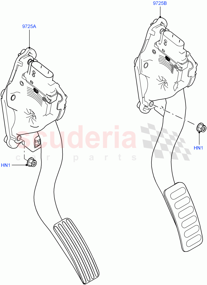 Accelerator/Injection Pump Controls (Solihull Plant Build) (3.0L DOHC GDI SC V6 PETROL) ((V) FROMEA000001) of Land Rover Land Rover Discovery 5 (2017+) [3.0 DOHC GDI SC V6 Petrol]