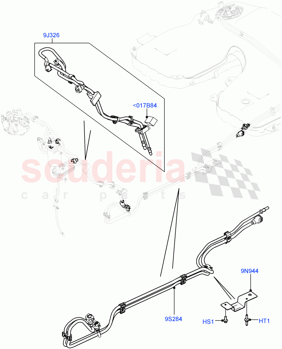 Fuel Lines(Rear)(3.0L 24V V6 Turbo Diesel Std Flow,3.0L 24V DOHC V6 TC Diesel) of Land Rover Land Rover Range Rover Sport (2014+) [3.0 Diesel 24V DOHC TC]