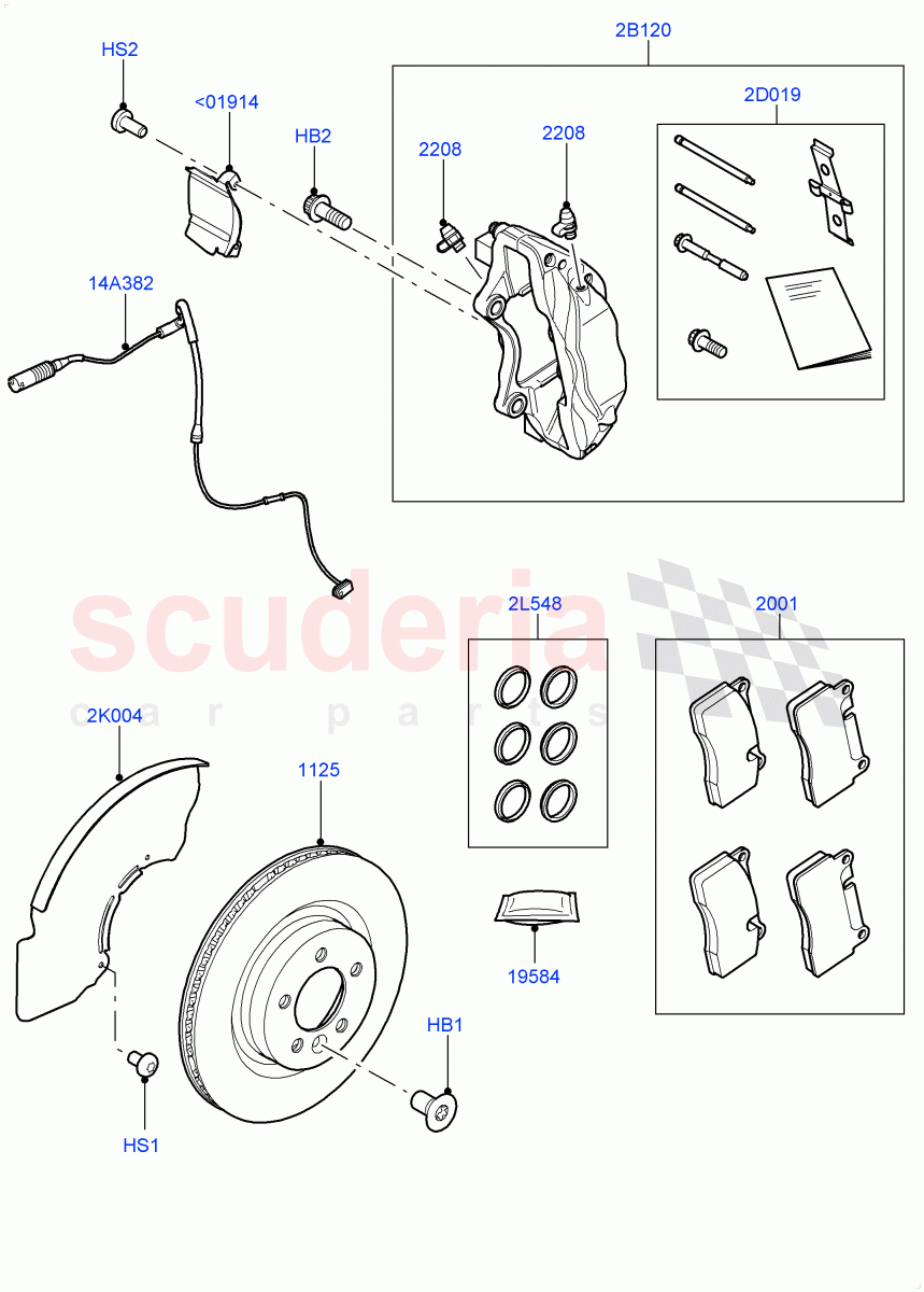 Front Brake Discs And Calipers (Front Disc And Caliper Size 20) ((V) FROMGA585033, (V) TOGA599999) of Land Rover Land Rover Range Rover Sport (2014+) [5.0 OHC SGDI SC V8 Petrol]
