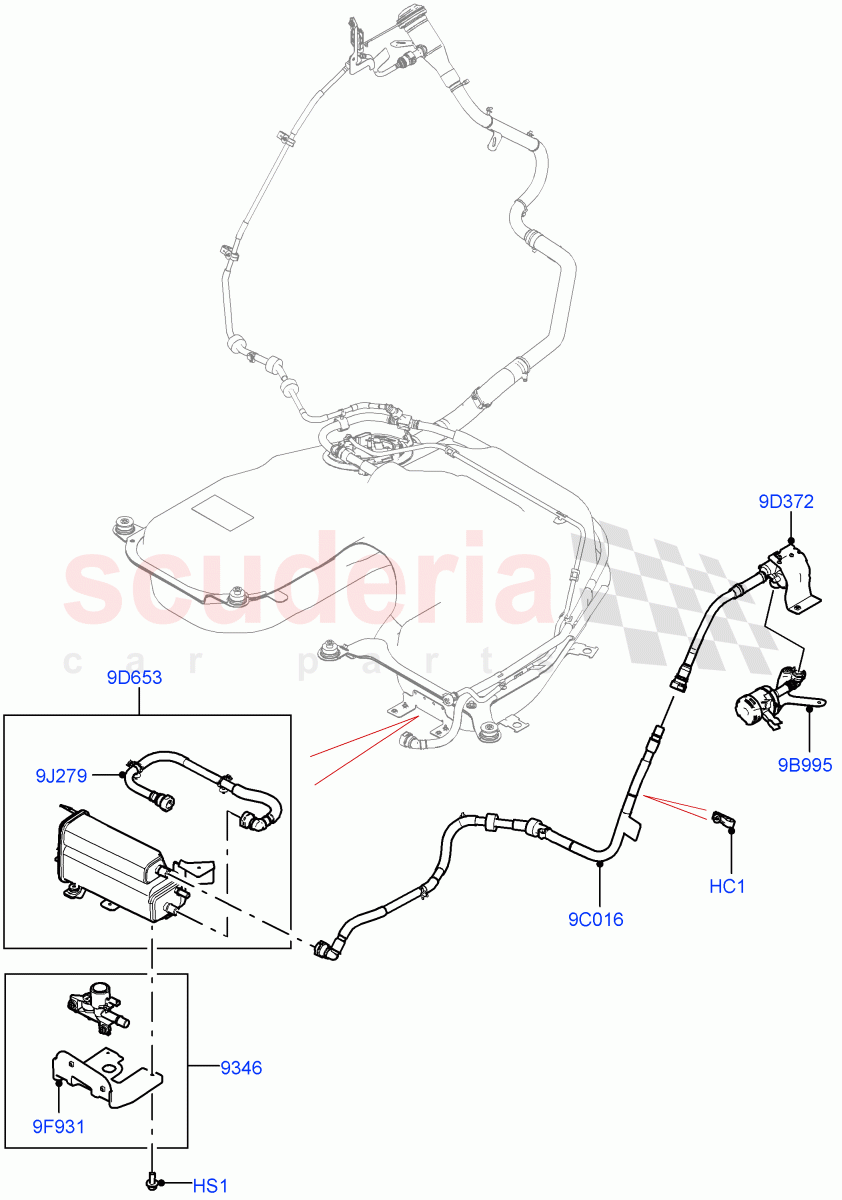 Carbon Canister (Nitra Plant Build) (2.0L AJ200P Hi PHEV) ((V) FROMM2000001) of Land Rover Land Rover Defender (2020+) [2.0 Turbo Petrol AJ200P]