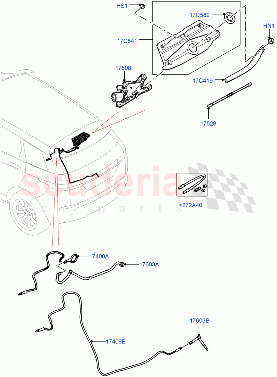 Rear Window Wiper And Washer(Halewood (UK)) of Land Rover Land Rover Range Rover Evoque (2019+) [1.5 I3 Turbo Petrol AJ20P3]