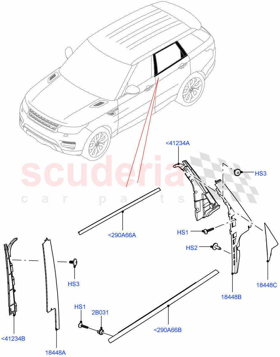 Rear Doors, Hinges & Weatherstrips (Finishers) of Land Rover Land Rover Range Rover Sport (2014+) [2.0 Turbo Petrol GTDI]