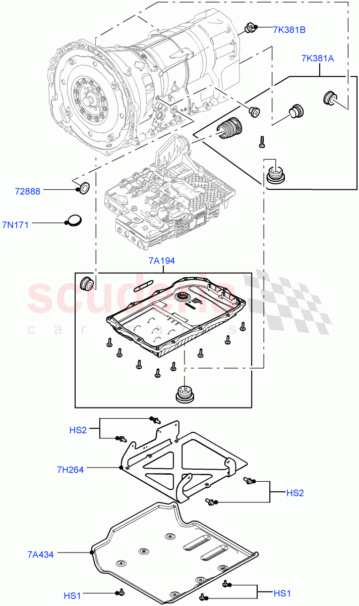 Transmission External Components (Solihull Plant Build) (8 Speed Auto Trans ZF 8HP45) ((V) FROMAA000001) of Land Rover Land Rover Range Rover Sport (2014+) [2.0 Turbo Petrol AJ200P]