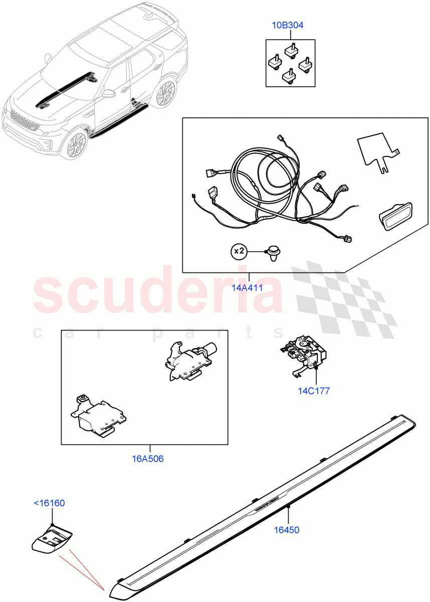 Side Steps And Tubes (Nitra Plant Build, Power Deployable) ((V) FROMK2000001) of Land Rover Land Rover Discovery 5 (2017+) [3.0 I6 Turbo Diesel AJ20D6]