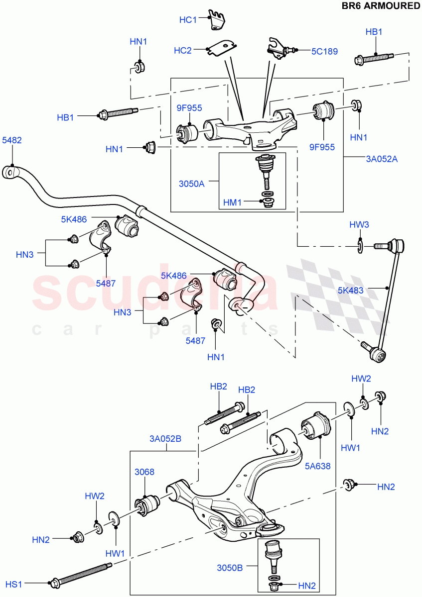 Front Susp.Arms/Stabilizer/X-Member (With B6 Level Armouring) ((V) FROMAA000001) of Land Rover Land Rover Discovery 4 (2010-2016) [5.0 OHC SGDI NA V8 Petrol]