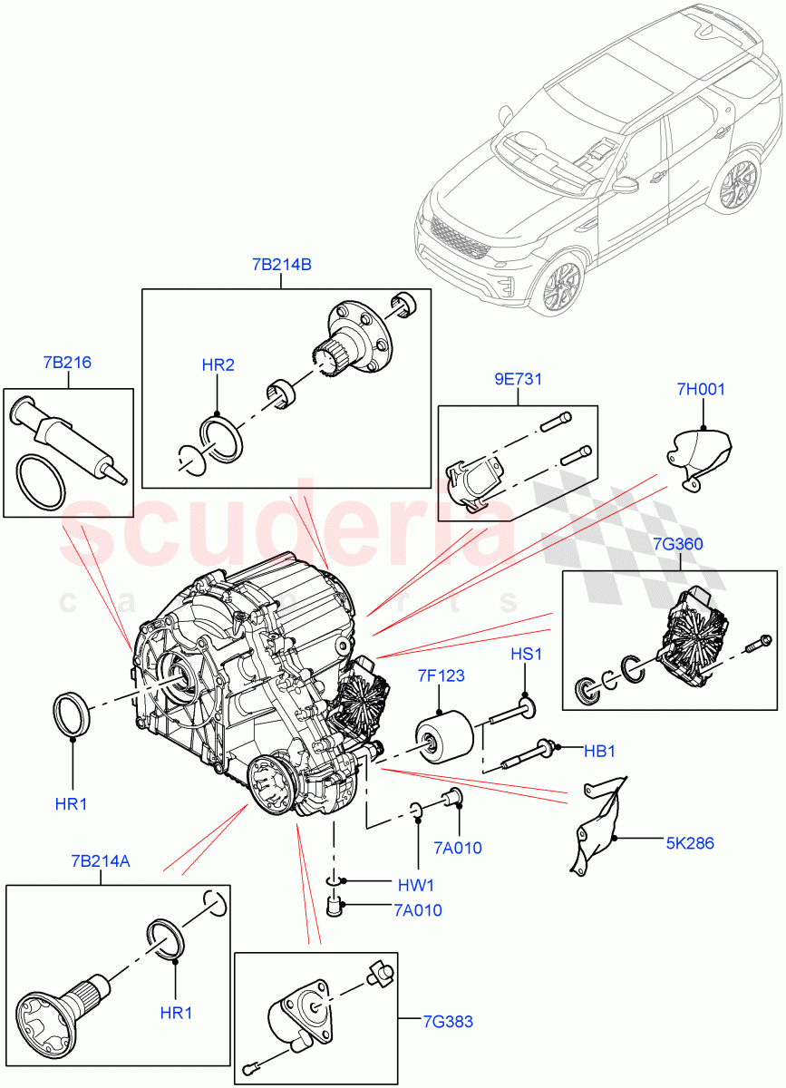 Transfer Drive Components(Nitra Plant Build)(With 2 Spd Trans Case With Ctl Trac)((V)FROMK2000001,(V)TOL2999999) of Land Rover Land Rover Discovery 5 (2017+) [2.0 Turbo Petrol AJ200P]