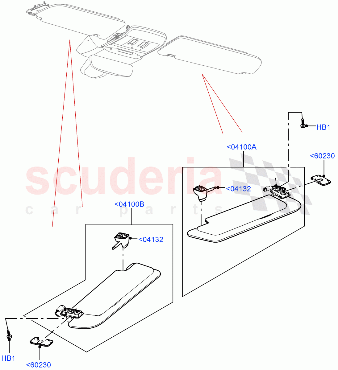 Headlining And Sun Visors(Leather Trim Finish) of Land Rover Land Rover Range Rover (2022+) [4.4 V8 Turbo Petrol NC10]