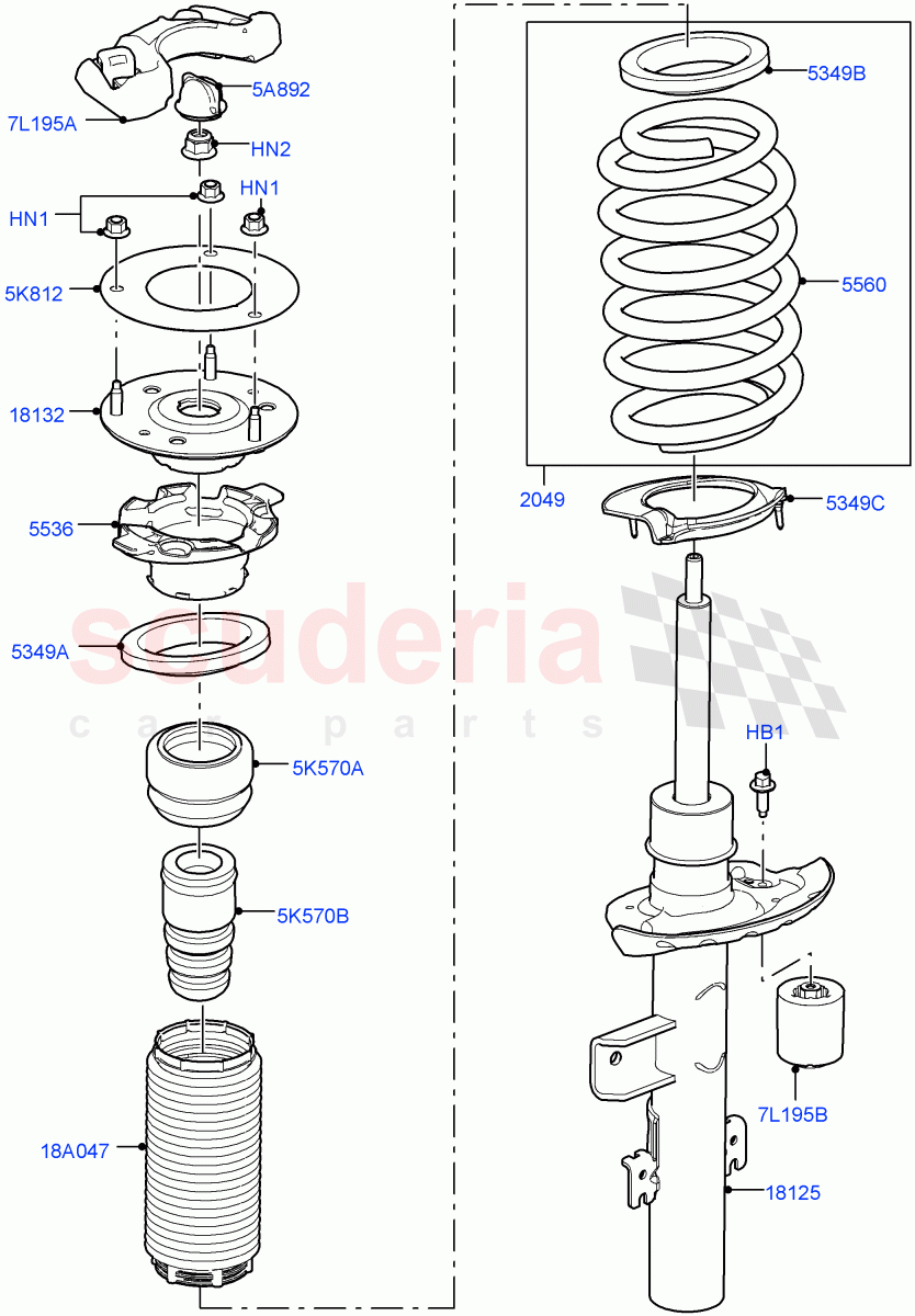 Rear Springs And Shock Absorbers(2 Door Convertible,Halewood (UK))((V)FROMGH125984) of Land Rover Land Rover Range Rover Evoque (2012-2018) [2.0 Turbo Petrol AJ200P]