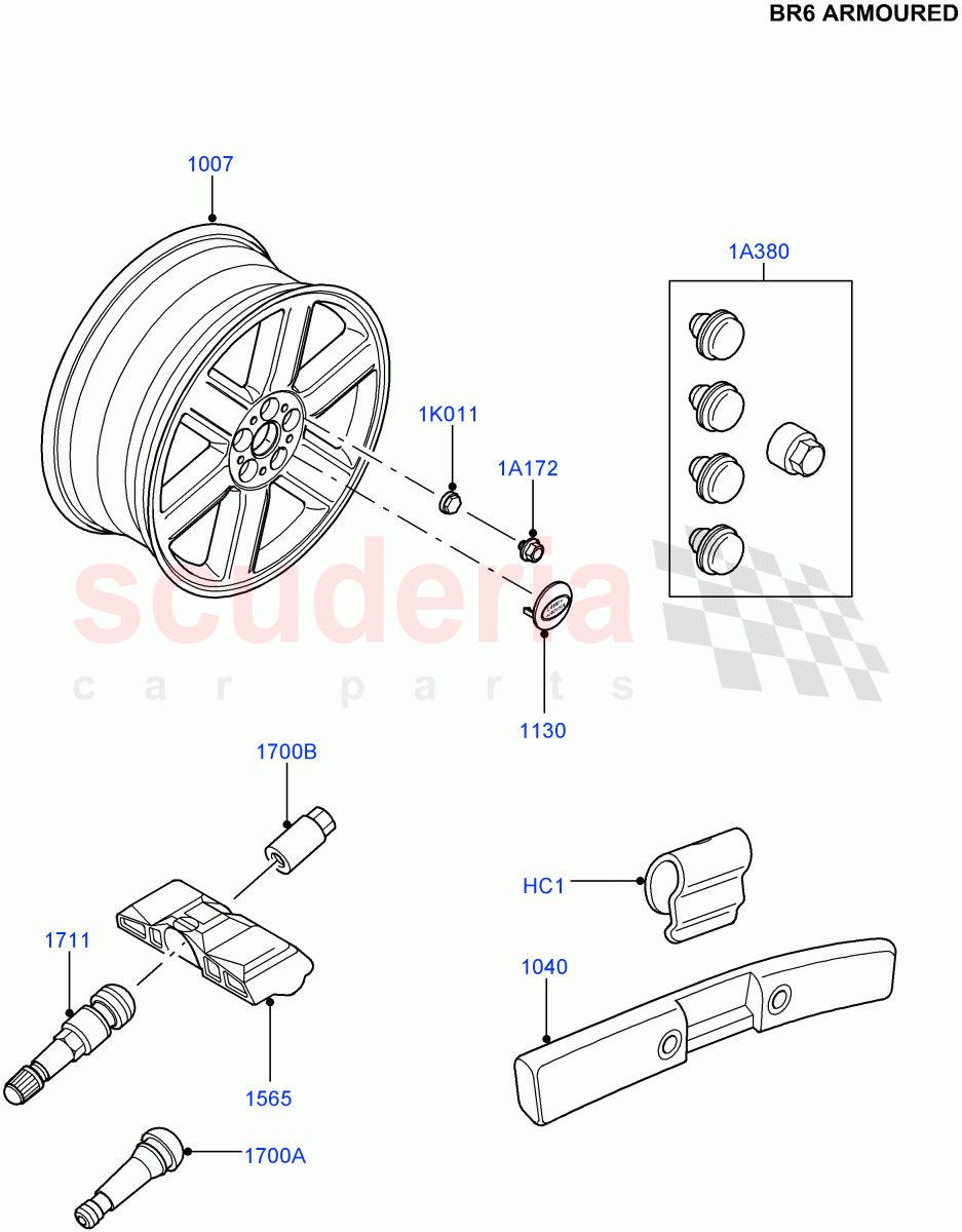 Wheels (With B6 Level Armouring) ((V) FROMAA000001) of Land Rover Land Rover Range Rover (2010-2012) [5.0 OHC SGDI SC V8 Petrol]