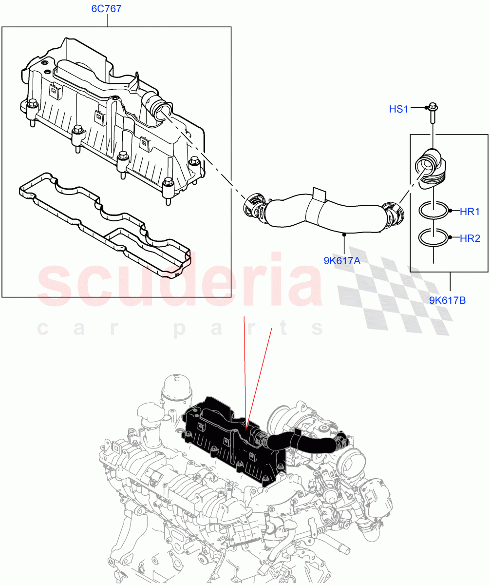 Emission Control - Crankcase (2.0L AJ21D4 Diesel Mid, Halewood (UK)) ((V) FROMMH000001) of Land Rover Land Rover Range Rover Evoque (2019+) [2.0 Turbo Diesel AJ21D4]