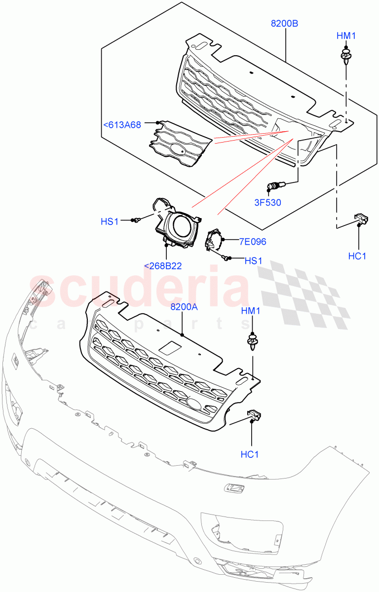 Radiator Grille And Front Bumper (Version - Core, Non SVR) of Land Rover Land Rover Range Rover Sport (2014+) [4.4 DOHC Diesel V8 DITC]