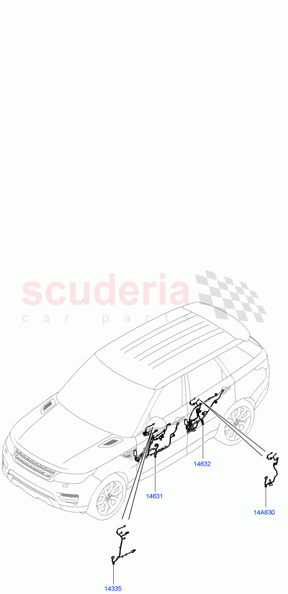 Electrical Wiring - Body And Rear (Front And Rear Doors) ((V) TOGA999999) of Land Rover Land Rover Range Rover Sport (2014+) [3.0 I6 Turbo Diesel AJ20D6]