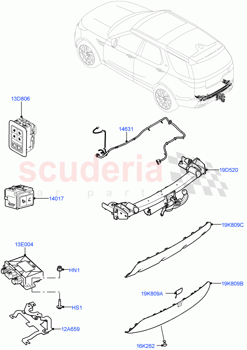 Towing Equipment(Electric Deployable Tow Bar)((-)"CDN/USA") of Land Rover Land Rover Discovery 5 (2017+) [2.0 Turbo Petrol AJ200P]