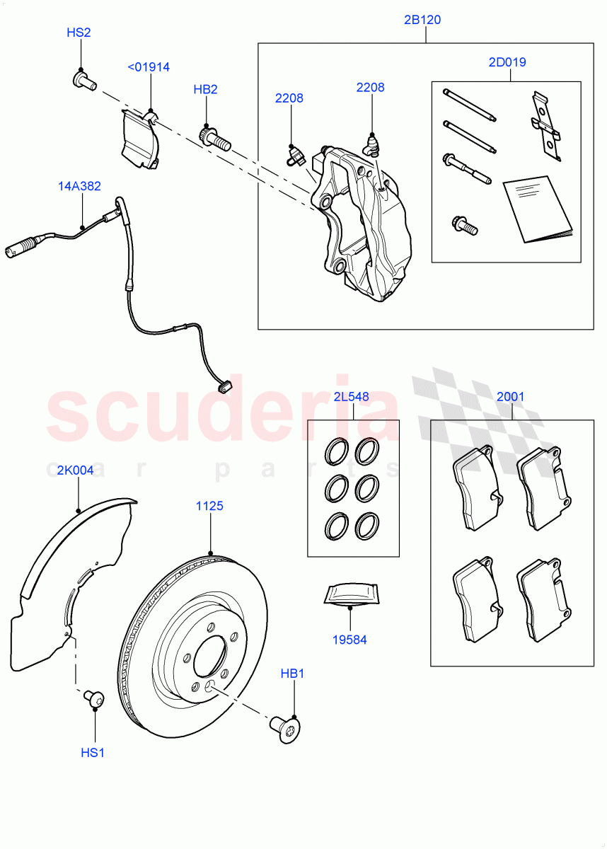 Front Brake Discs And Calipers(3.0L DOHC GDI SC V6 PETROL,Engine Power Source - 380PS/450NM)((V)TOFA999999) of Land Rover Land Rover Range Rover Sport (2014+) [2.0 Turbo Diesel]