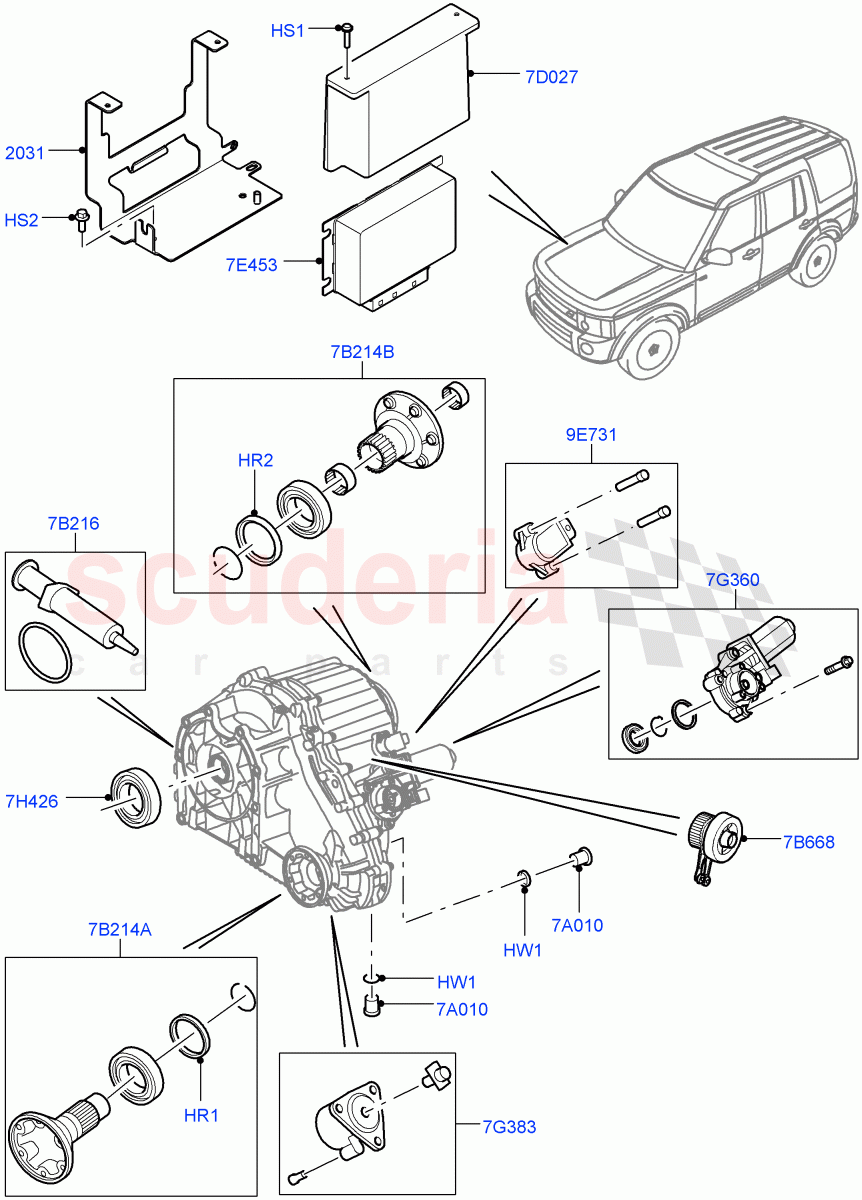 Transfer Drive Components(8 Speed Auto Trans ZF 8HP70 4WD,With 2 Spd Trans Case With Ctl Trac)((V)FROMEA000001) of Land Rover Land Rover Discovery 4 (2010-2016) [5.0 OHC SGDI NA V8 Petrol]