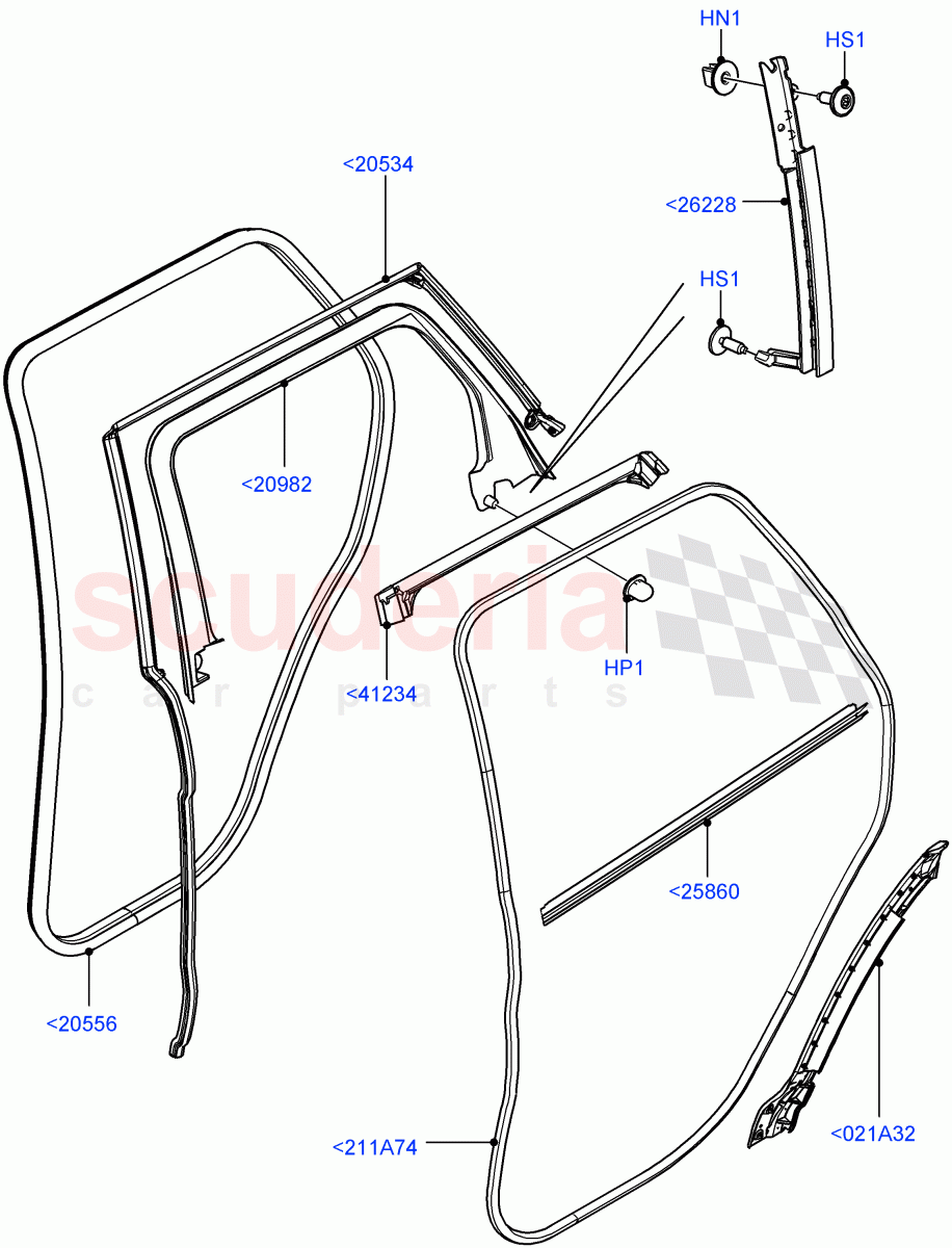 Rear Doors, Hinges & Weatherstrips (Weatherstrips And Seals) (5 Door, Itatiaia (Brazil)) ((V) FROMGT000001) of Land Rover Land Rover Range Rover Evoque (2012-2018) [2.0 Turbo Petrol GTDI]