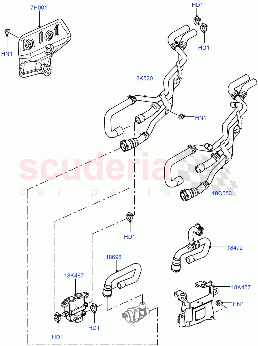 Heater Hoses(Heater Water Control, Front)((V)FROMBA000001) of Land Rover Land Rover Range Rover (2010-2012) [5.0 OHC SGDI SC V8 Petrol]