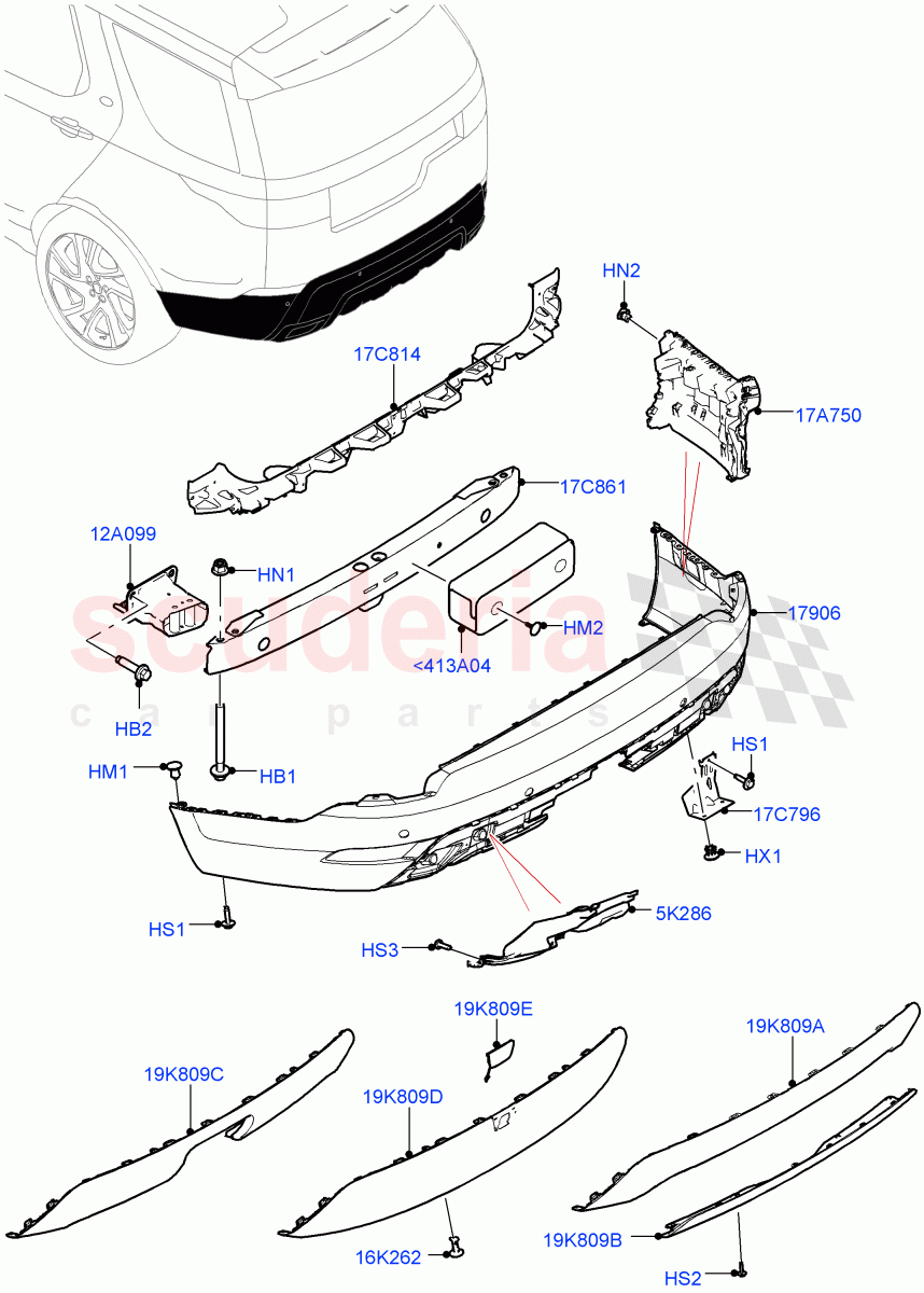Rear Bumper (Nitra Plant Build) ((V) FROMM2000001) of Land Rover Land Rover Discovery 5 (2017+) [2.0 Turbo Diesel]
