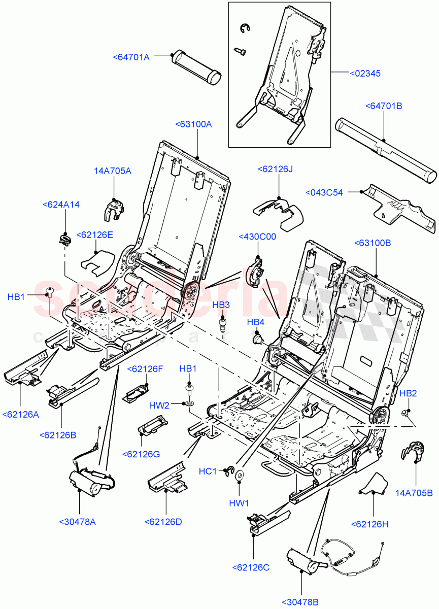 Rear Seat Base(Halewood (UK),60/40 Load Through With Slide)((V)TOKH999999) of Land Rover Land Rover Discovery Sport (2015+) [2.0 Turbo Petrol AJ200P]