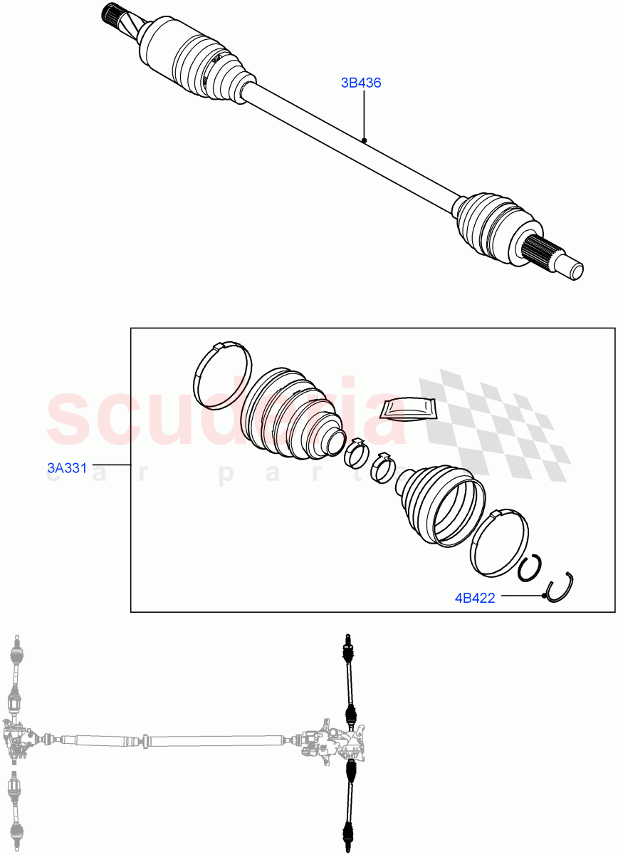 Drive Shaft - Rear Axle Drive (6 Speed Manual Trans BG6, Halewood (UK), All Wheel Drive, 9 Speed Auto Trans 9HP50, 9 Speed Auto AWD, 6 Speed Manual Trans M66 - AWD) of Land Rover Land Rover Discovery Sport (2015+) [2.0 Turbo Petrol GTDI]