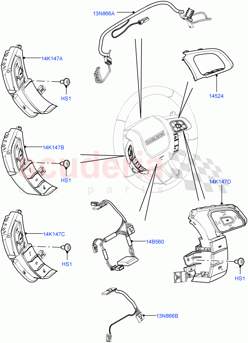 Switches(Steering Wheel)(Changsu (China))((V)FROMEG000001) of Land Rover Land Rover Range Rover Evoque (2012-2018) [2.0 Turbo Petrol GTDI]