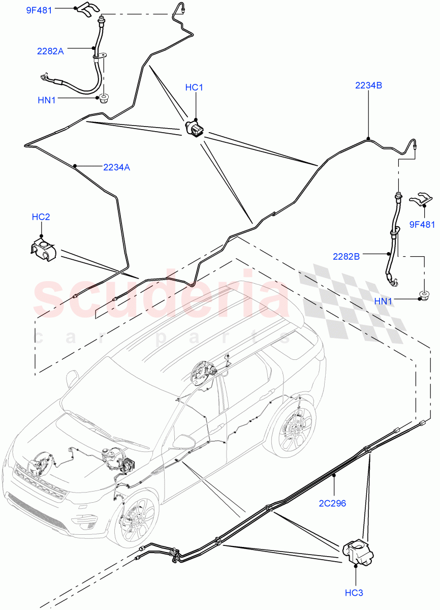 Rear Brake Pipes(Changsu (China))((V)FROMFG000001,(V)TOKG446856) of Land Rover Land Rover Discovery Sport (2015+) [2.2 Single Turbo Diesel]