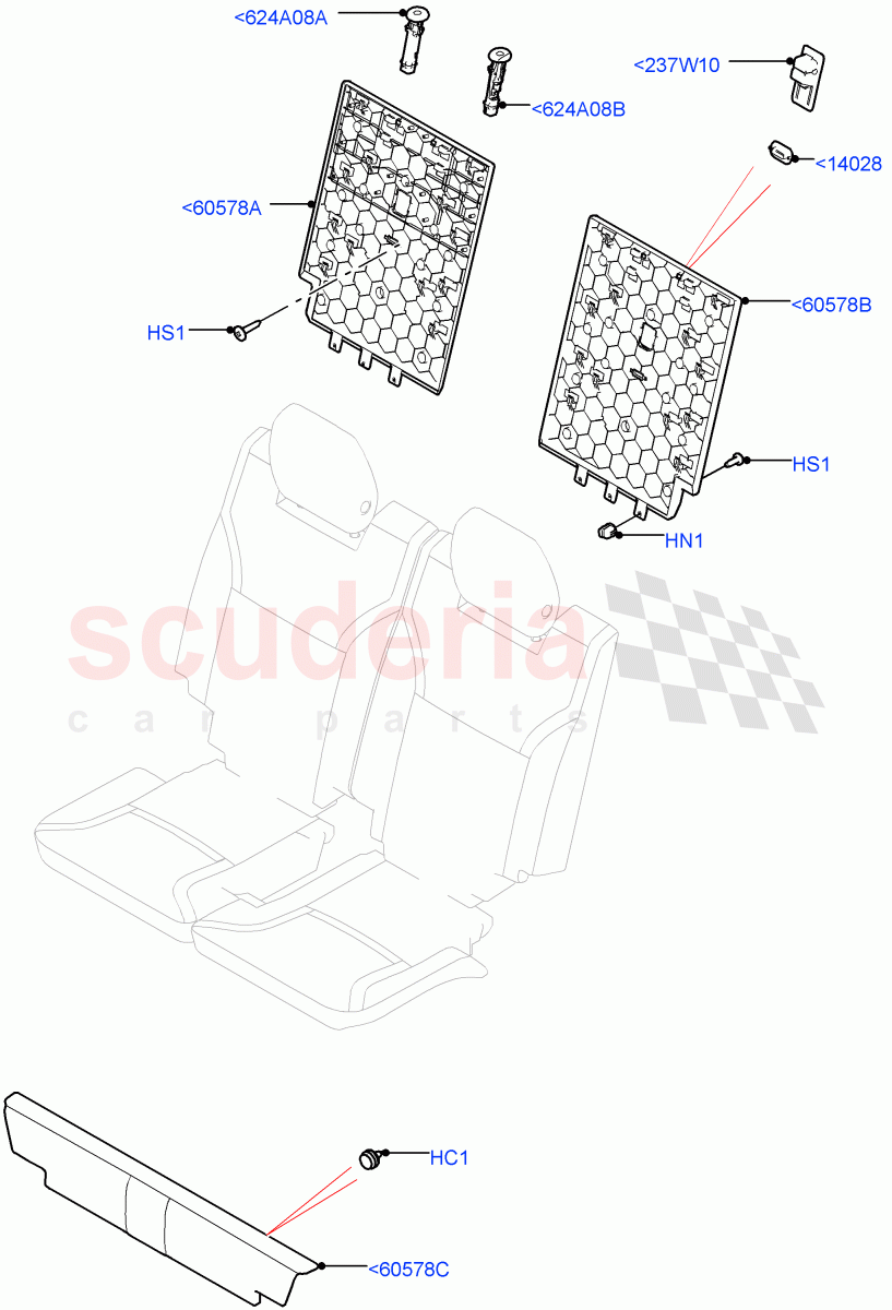 Rear Seat Back(Row 3, Solihull Plant Build)(Version - Core,With 7 Seat Configuration)((V)FROMHA000001) of Land Rover Land Rover Discovery 5 (2017+) [3.0 I6 Turbo Petrol AJ20P6]