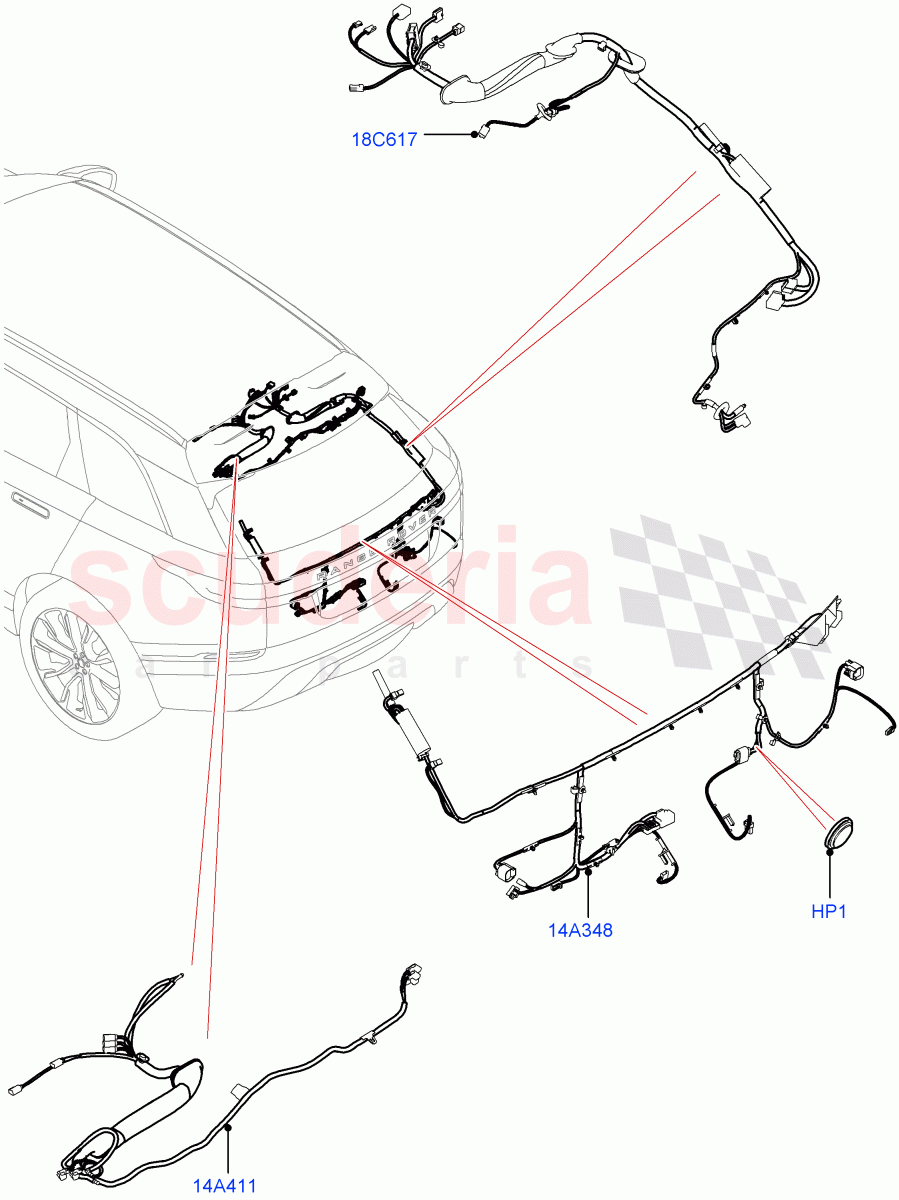 Electrical Wiring - Body And Rear(Tailgate) of Land Rover Land Rover Range Rover Velar (2017+) [2.0 Turbo Petrol AJ200P]