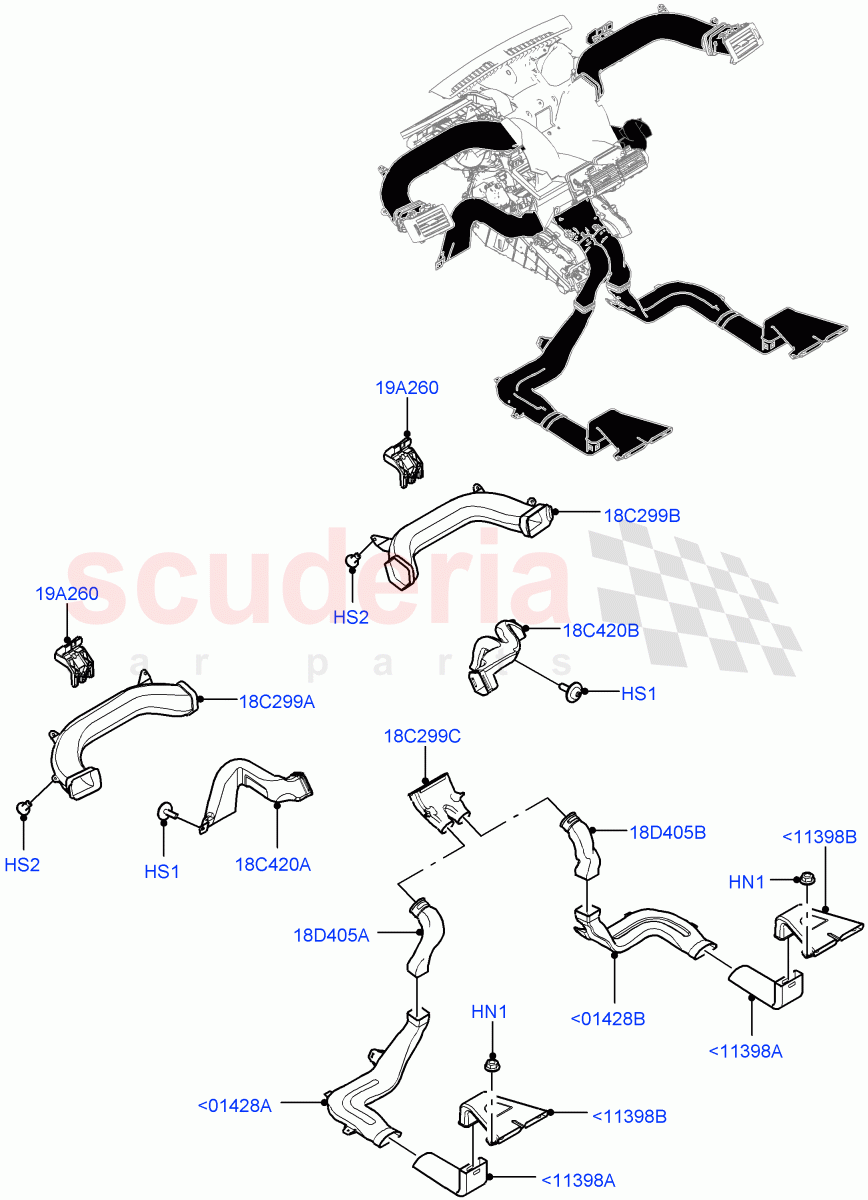 Air Vents, Louvres And Ducts (Internal Components) (Changsu (China), Less Head Up Display) ((V) FROMFG000001) of Land Rover Land Rover Discovery Sport (2015+) [1.5 I3 Turbo Petrol AJ20P3]
