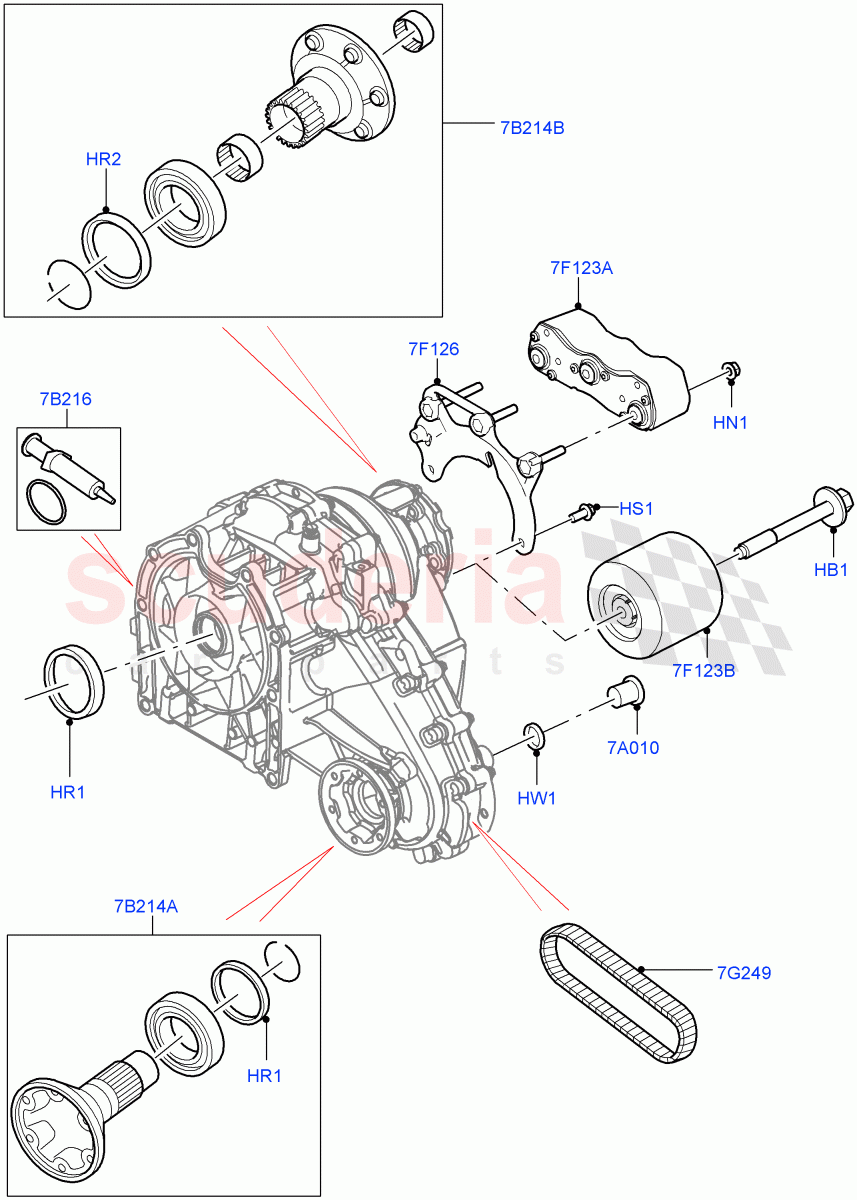 Transfer Drive Components(Nitra Plant Build)(With 1 Speed Transfer Case)((V)FROMK2000001,(V)TOL2999999) of Land Rover Land Rover Discovery 5 (2017+) [3.0 I6 Turbo Petrol AJ20P6]