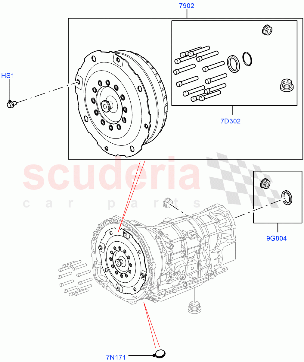 Converter(2.0L AJ21D4 Diesel Mid,8 Speed Automatic Trans 8HP51)((V)FROMMA000001) of Land Rover Land Rover Range Rover Velar (2017+) [3.0 I6 Turbo Diesel AJ20D6]