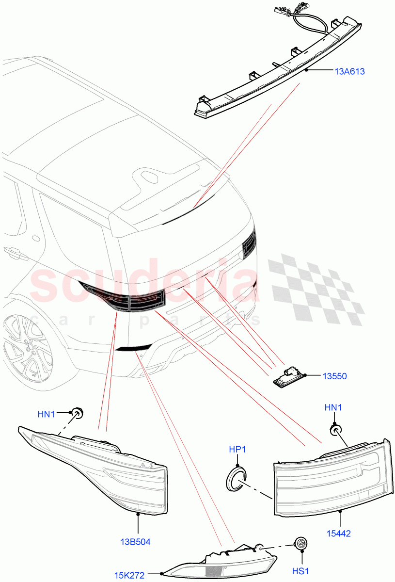 Rear Lamps(Solihull Plant Build)((V)FROMHA000001) of Land Rover Land Rover Discovery 5 (2017+) [3.0 I6 Turbo Petrol AJ20P6]