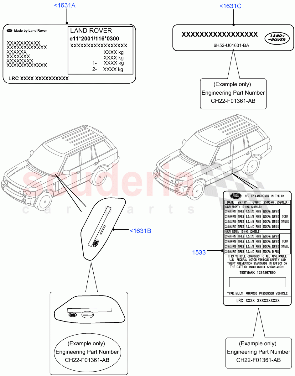 Labels(VIN Labels)(Requires VIN To Order)((V)FROMAA000001) of Land Rover Land Rover Range Rover (2010-2012) [4.4 DOHC Diesel V8 DITC]