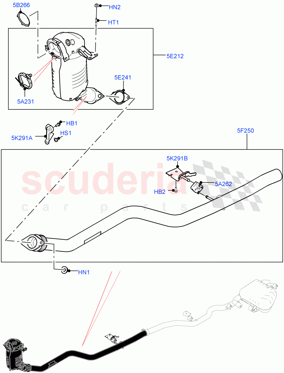 Front Exhaust System (2.0L I4 DSL MID DOHC AJ200, Euro Stage 4 Emissions) of Land Rover Land Rover Range Rover Velar (2017+) [2.0 Turbo Diesel]