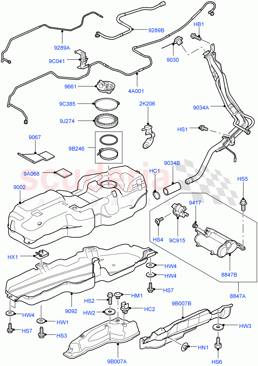 Fuel Tank & Related Parts (With 3 Vent Pipes, Vehicles With Original Fuel Tank) (AJ Petrol 4.2 V8 Supercharged) of Land Rover Land Rover Range Rover Sport (2005-2009) [4.2 Petrol V8 Supercharged]