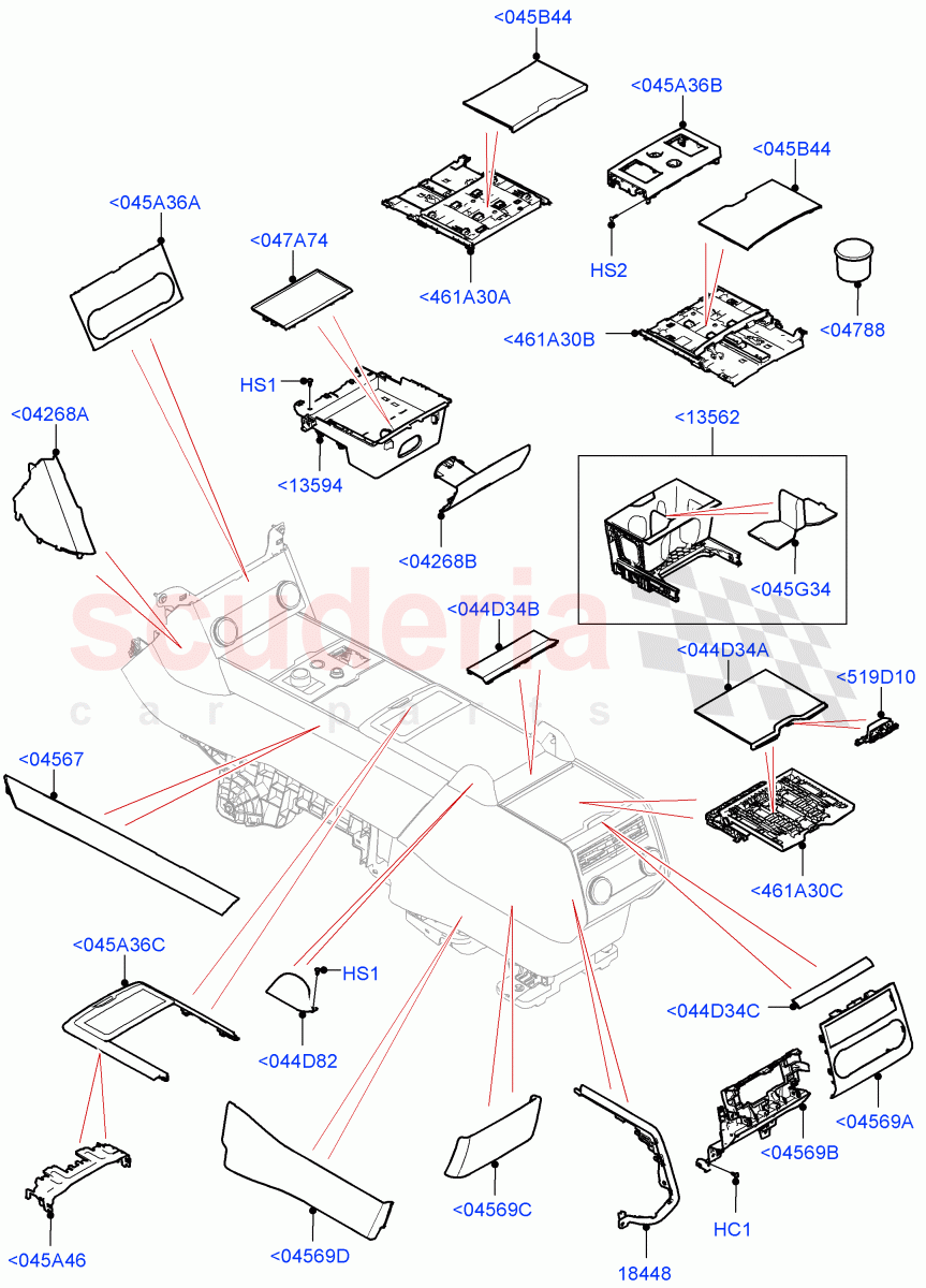 Console - Floor(External Components)(Long Wheelbase,Less 3rd Row Rear Seat) of Land Rover Land Rover Range Rover (2022+) [4.4 V8 Turbo Petrol NC10]