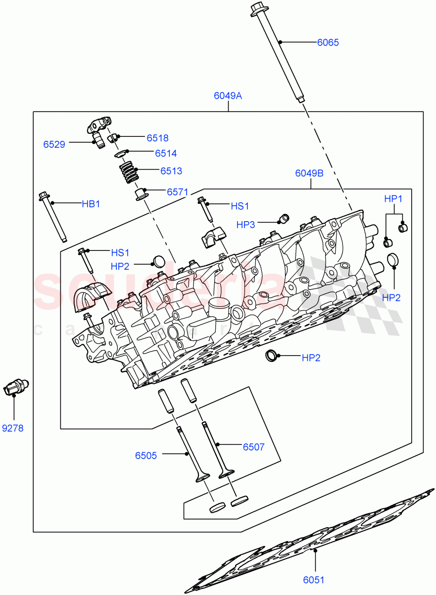Cylinder Head (RH) (3.6L V8 32V DOHC EFi Diesel Lion) ((V) FROMAA000001) of Land Rover Land Rover Range Rover (2010-2012) [3.6 V8 32V DOHC EFI Diesel]