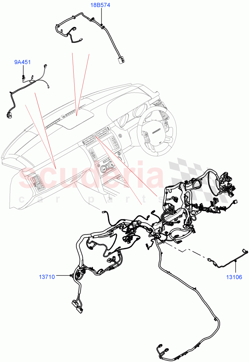 Facia Harness(Solihull Plant Build)((V)FROMHA000001,(V)TOHA999999) of Land Rover Land Rover Discovery 5 (2017+) [3.0 DOHC GDI SC V6 Petrol]