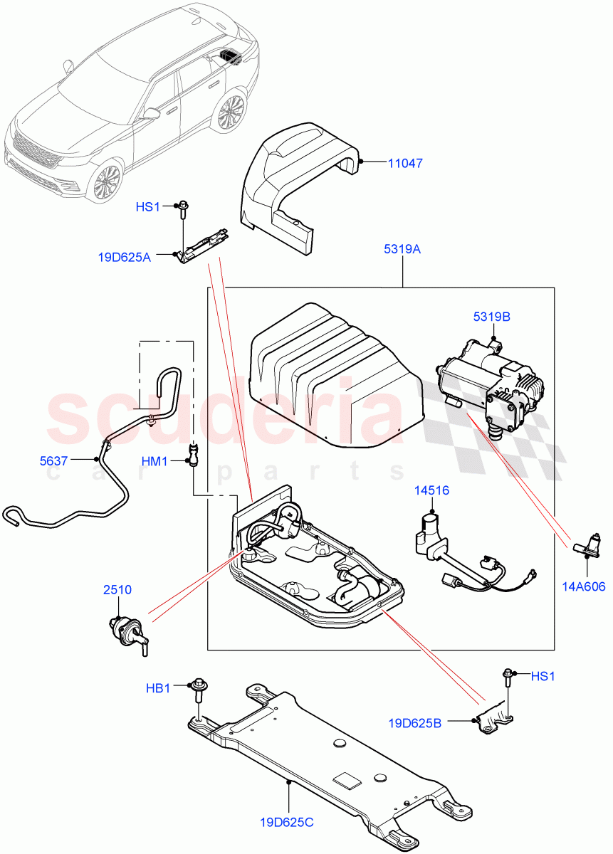 Air Suspension Compressor And Lines(With Four Corner Air Suspension)((V)FROMMA000001) of Land Rover Land Rover Range Rover Velar (2017+) [3.0 I6 Turbo Diesel AJ20D6]