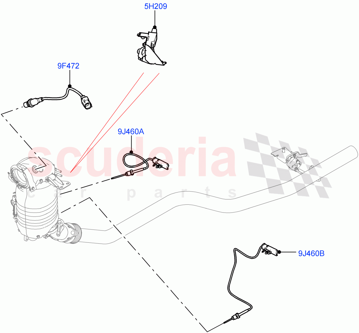Exhaust Sensors And Modules(2.0L I4 DSL MID DOHC AJ200,Stage V Plus DPF,2.0L I4 DSL HIGH DOHC AJ200,L6 Diesel Emissions) of Land Rover Land Rover Range Rover Velar (2017+) [2.0 Turbo Diesel]