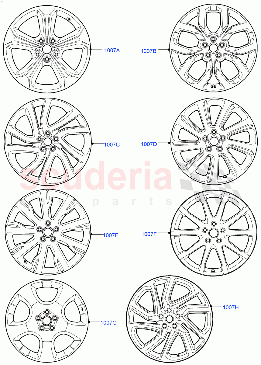 Spare Wheel(Halewood (UK),20" Full Size Spare Wheel,18" Full Size Spare Wheel,With Conventional Alloy Spare Wheel,With 17" Alloy Spare Wheel,19" Full Size Spare Wheel)((V)TOKH999999) of Land Rover Land Rover Discovery Sport (2015+) [2.0 Turbo Diesel AJ21D4]