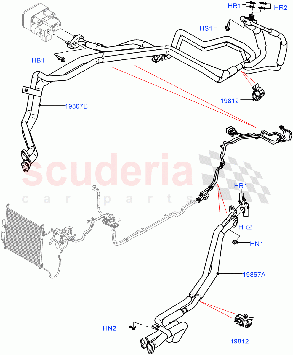 Air Conditioning Condensr/Compressr(Rear)(Premium Air Con Hybrid Front/Rear)((V)FROMJA000001,(V)TOJA999999) of Land Rover Land Rover Range Rover Sport (2014+) [2.0 Turbo Petrol AJ200P]