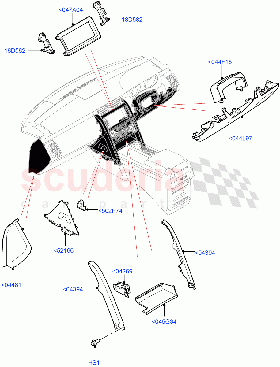 Instrument Panel(Solihull Plant Build, Lower, External Components)((V)FROMHA000001) of Land Rover Land Rover Discovery 5 (2017+) [3.0 I6 Turbo Petrol AJ20P6]