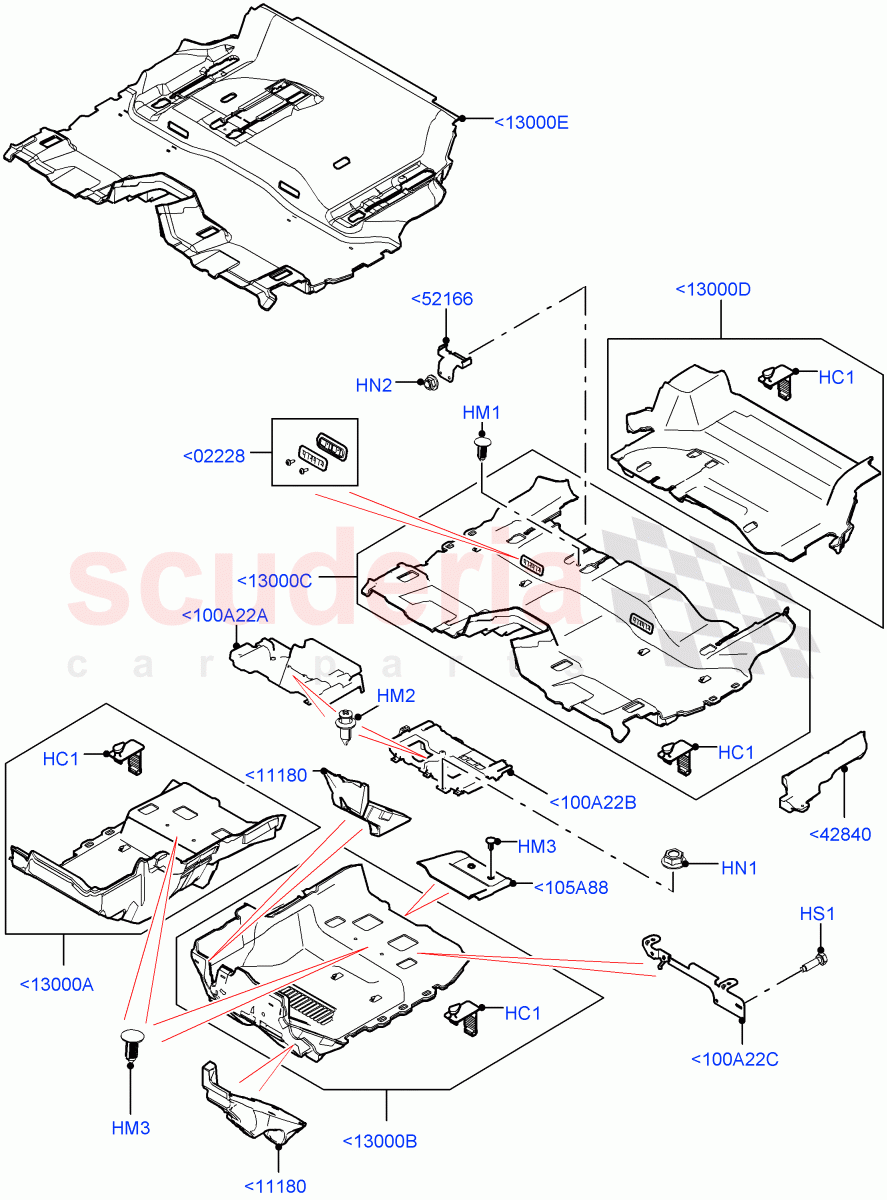 Floor Trim(Floor Carpets, Nitra Plant Build)((V)FROMK2000001) of Land Rover Land Rover Discovery 5 (2017+) [2.0 Turbo Petrol AJ200P]